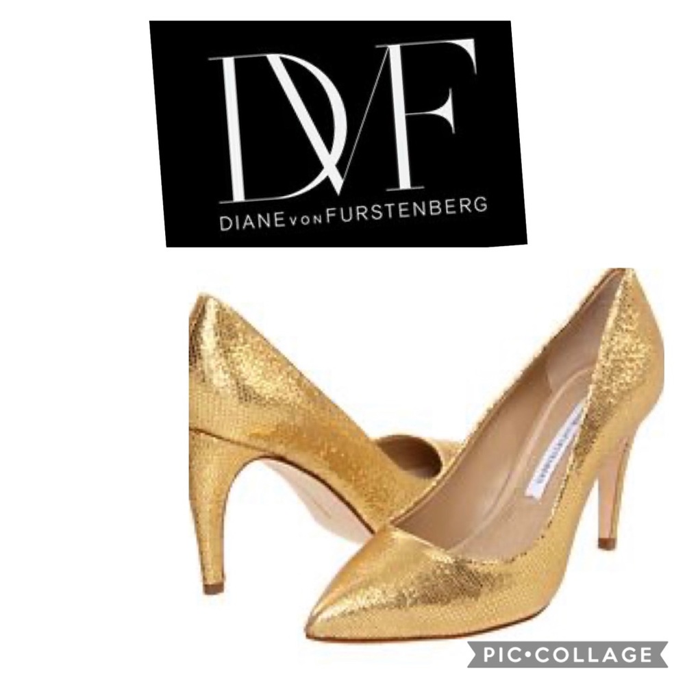Diane Von Furstenberg Gold stiletto Heel pumps 👠